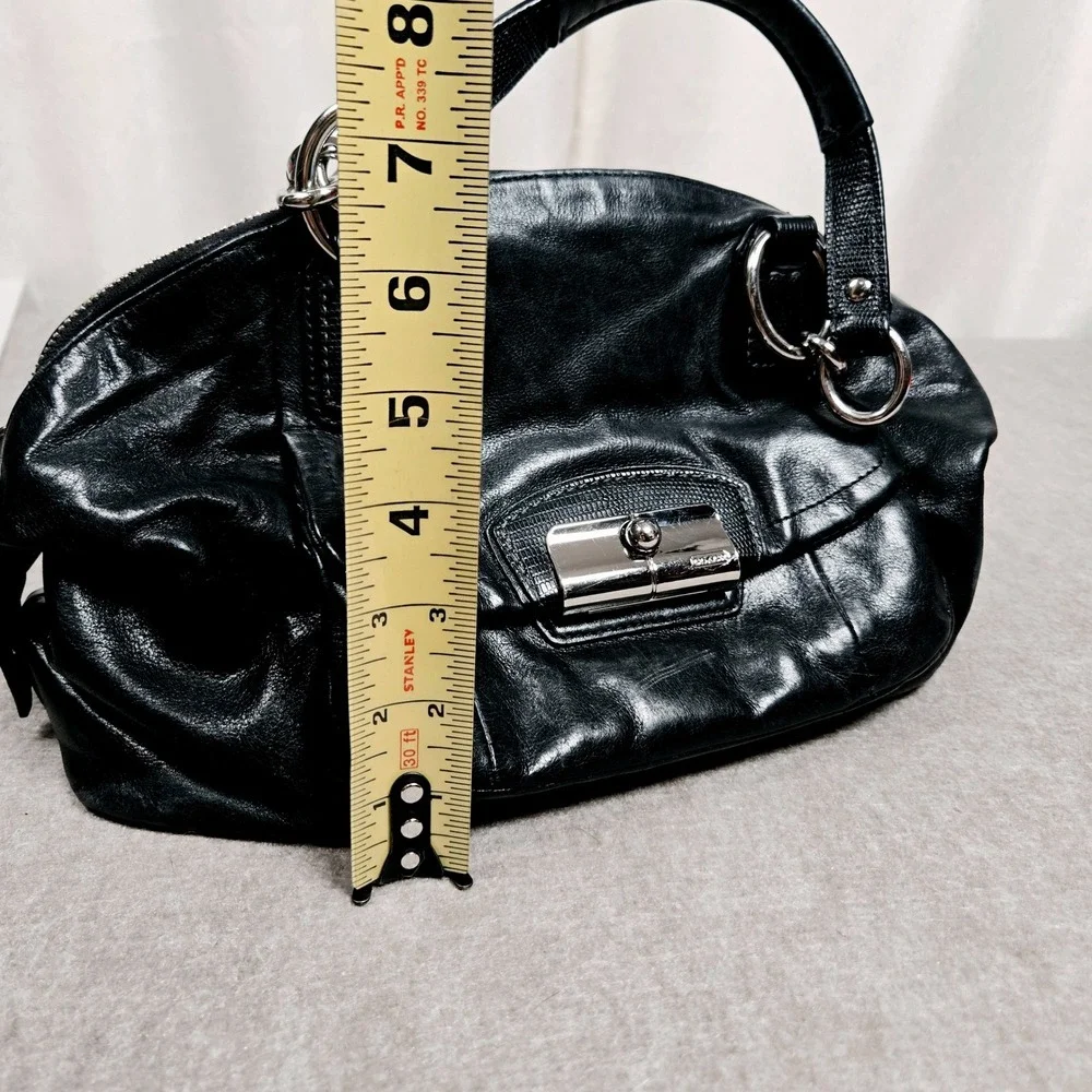 COACH #F22304 Kristen Black Leather Double-Zip Satchel Shoulder Bag
